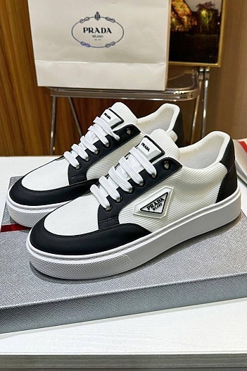 Мужские кроссовки Prada logo-plaque - White / Black   