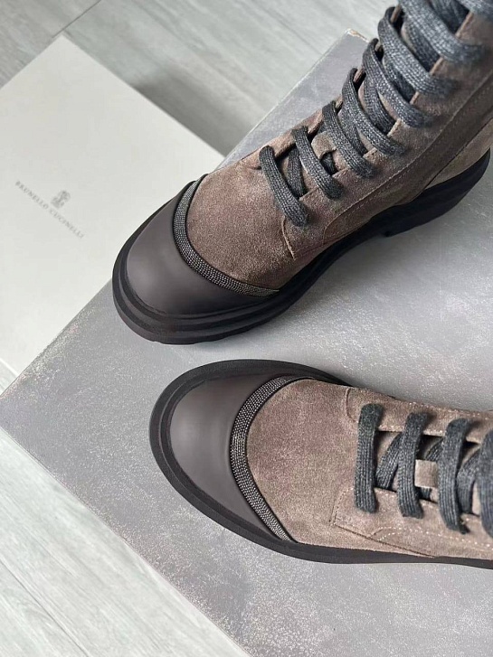 Женские замшевые ботинки Brunello Cucinelli Premium - Brown