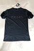 Тёмно-синяя мужская футболка Prada embroidered logo