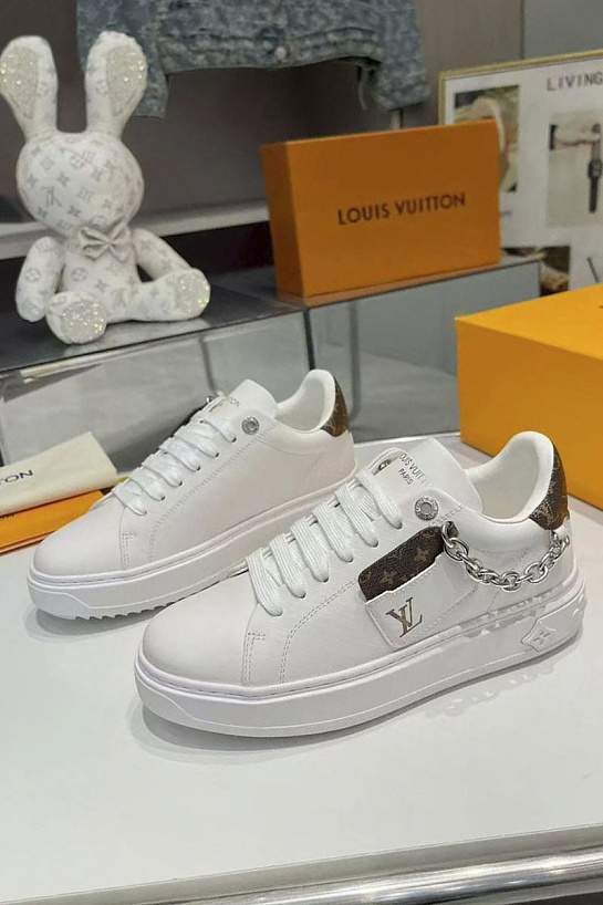 Женские кожаные кроссовки Louis Vuitton Time Out - White