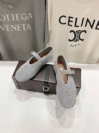 Женские плетёные балетки ALaia Premium - Grey   