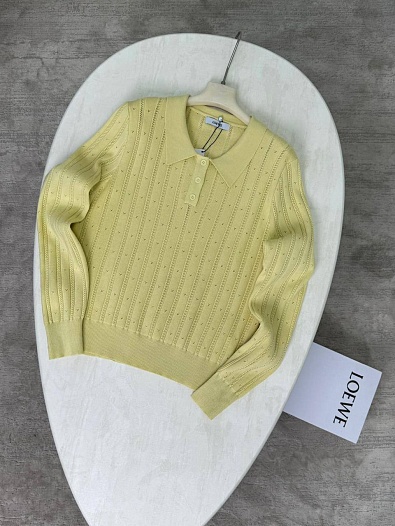 Женское поло с длинным рукавом Loewe жёлтого цвета   