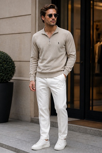 Мужская кофта Роlо Ralрh Lаurеn half-zip - Beige   