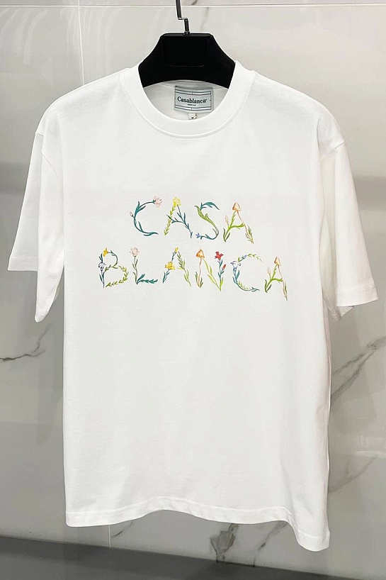 Белая футболка Casablanca L’Arche Fleure