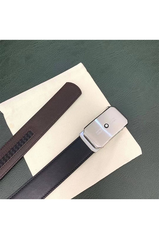 Кожаный чёрный ремень Montblanc 125x3.5 см
