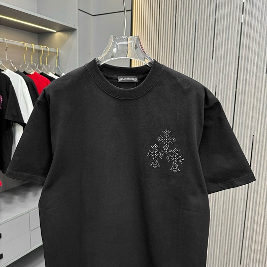 Чёрная оверсайз футболка Chrome Hearts Premium   