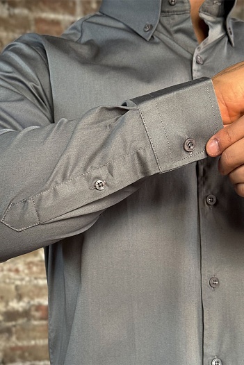 Мужская рубашка Loro Piana logo-embroidered - Grey   