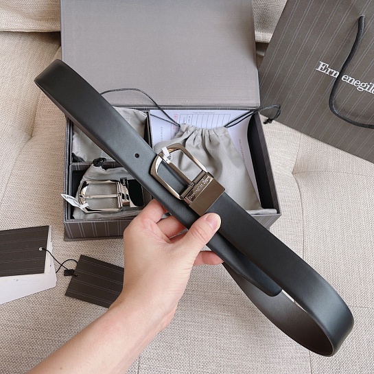 Двусторонний кожаный ремень Zegna Premium (длина 110 см, ширина 3.5 см)