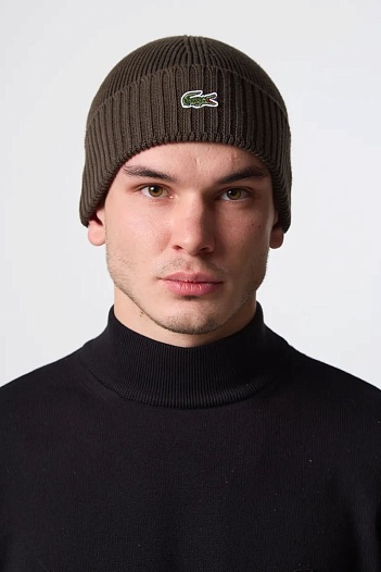 Шапка цвета хаки Lacoste logo-embroidered   