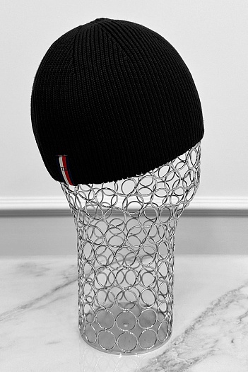 Мужская чёрная шапка Tommy Hilfiger logo-patch   