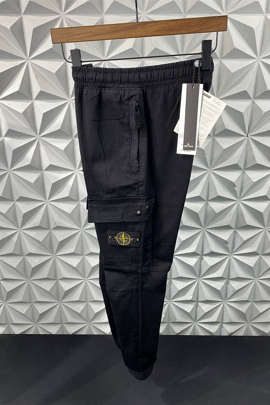 Мужские чёрные джоггеры с патчем Stone Island