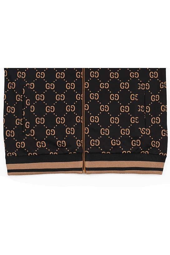 Чёрная кофта на молнии Gucci GG monogram