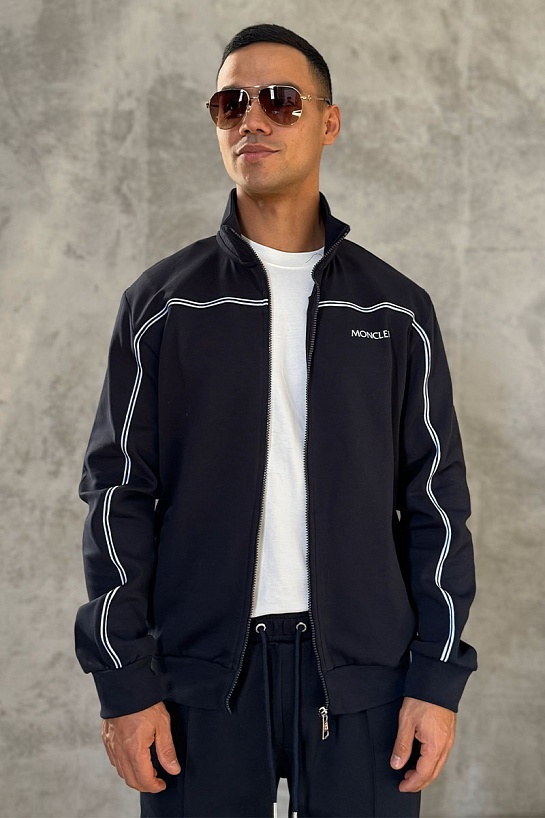 Мужская кофта на молнии Moncler striped - Navy