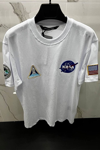 Белая оверсайз футболка Balenciaga x NASA   