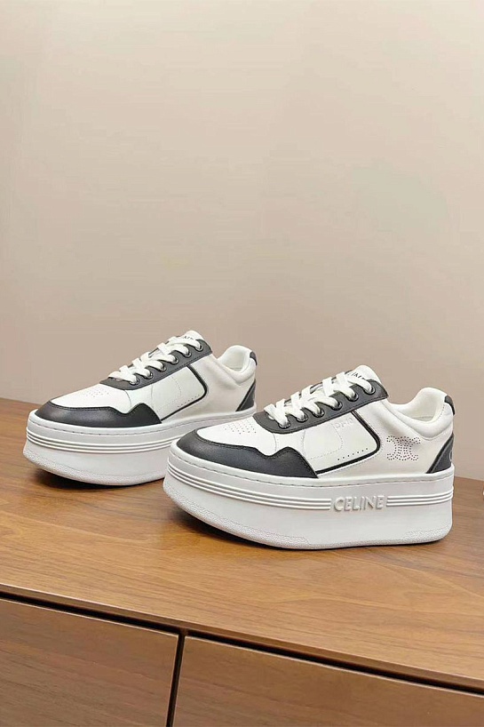 Женские кожаные кроссовки на платформе Celine