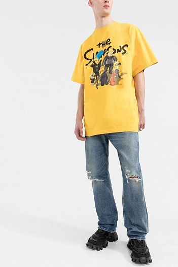 Жёлтая оверсайз футболка Balenciaga The Simpsons   