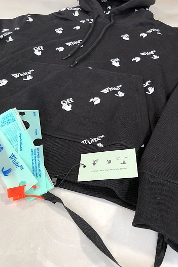 Мужская чёрная кофта Off-White logo all-over   
