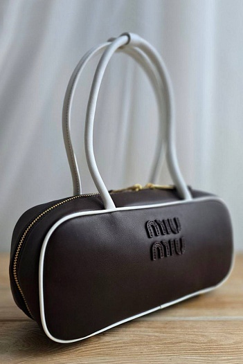 Кожаная сумка тоут MIU MIU Beau 29x14 см - Brown   