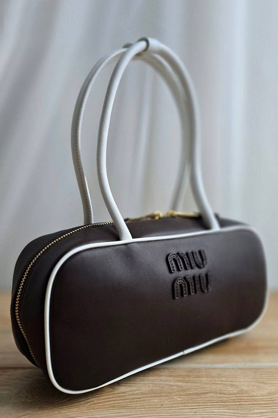 Кожаная сумка тоут MIU MIU Beau 29x14 см - Brown