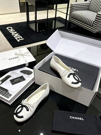 Женские кожаные балетки Chanel Ballerines premium   