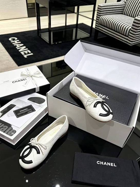Женские кожаные балетки Chanel Ballerines premium