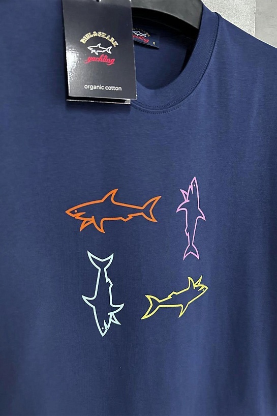Мужская тёмно-синяя футболка Paul & Shark logo-print