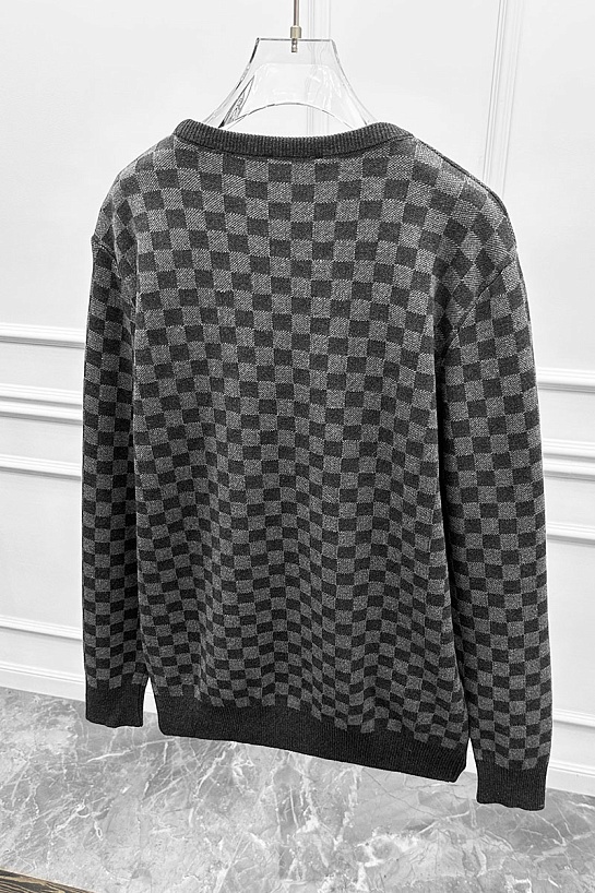 Мужская кофта серого цвета Louis Vuitton Damier embossed logo