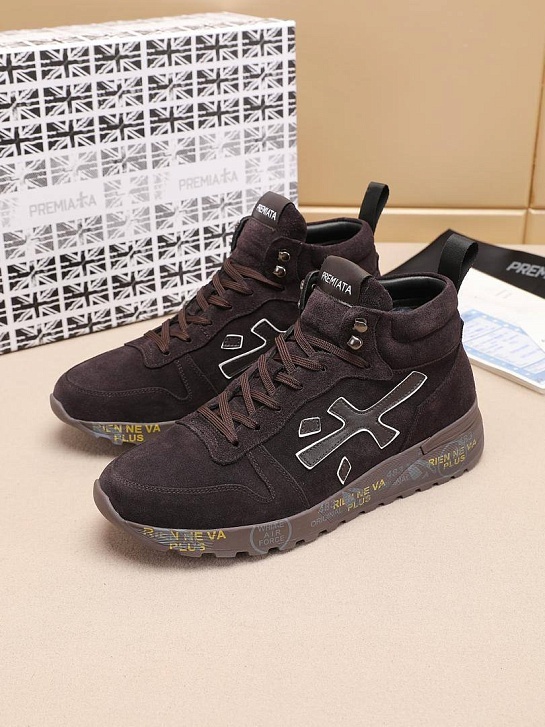 Замшевые кроссовки с мехом Premiata high-top - Brown