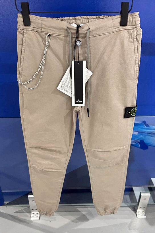 Мужские бежевые джоггеры Stone Island compass-patch