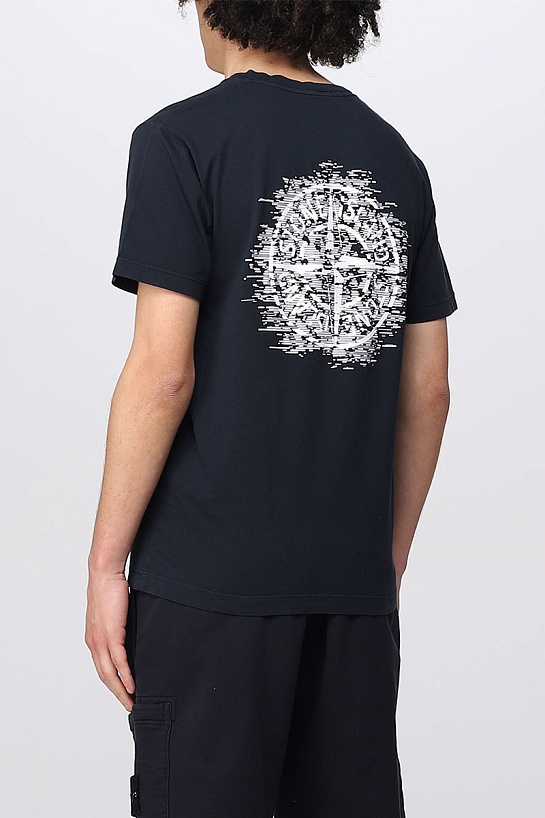 Мужская тёмно-синяя футболка Stone Island logo-print
