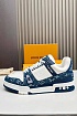 Кожаные кроссовки Louis Vuitton Trainer Monogram - White / Blue