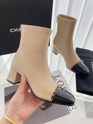 Женские кожаные сапоги Chanel premium   