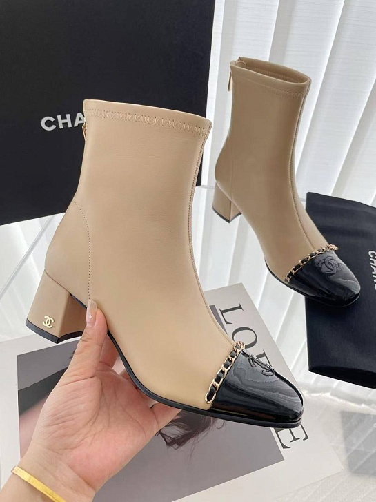 Женские кожаные сапоги Chanel premium