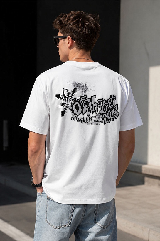 Белая оверсайз футболка Off-White Tribal Type