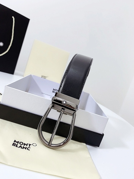 Двусторонний кожаный ремень Montblanc Premium (ширина 3.5 см)