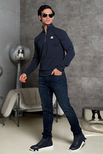 Мужской джемпер Moncler logo-patch - Navy   