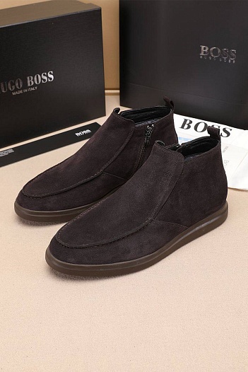 Замшевые лоферы с мехом Hugo Boss high-top - Brown   
