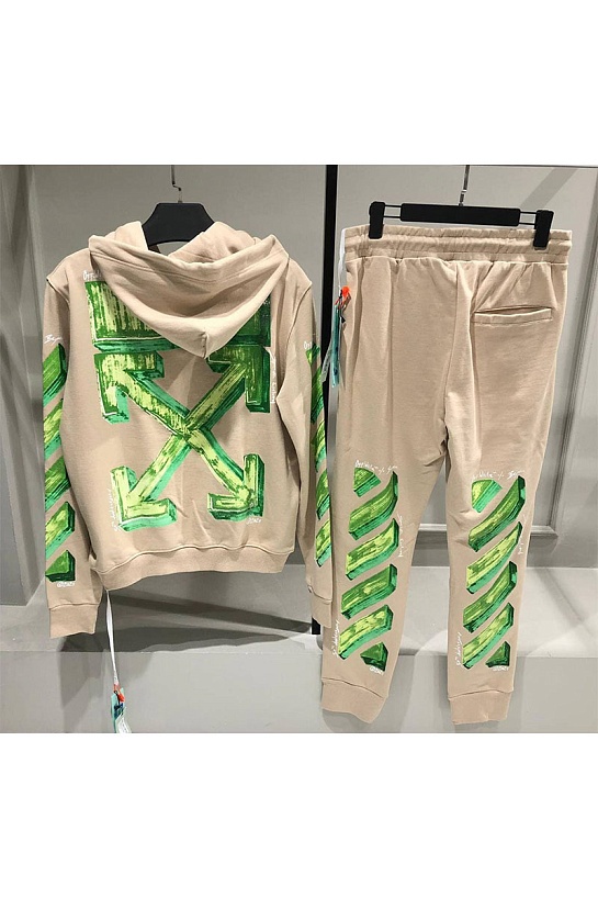 Мужское бежевое худи Off-White Marker Arrow