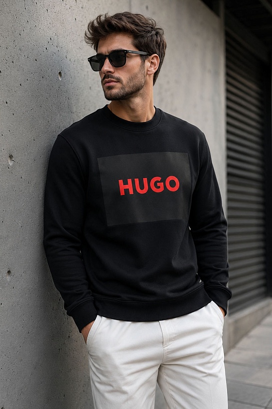 Чёрный свитшот Hugo Boss Duragol logo-print