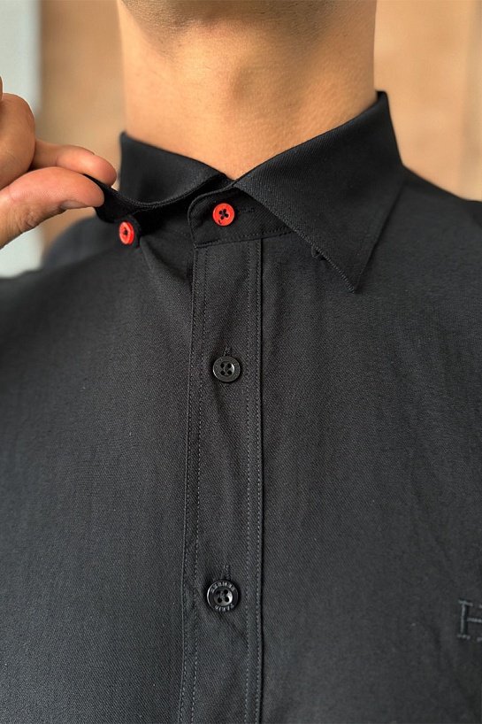 Мужская рубашка Hermes H embroidered - Black