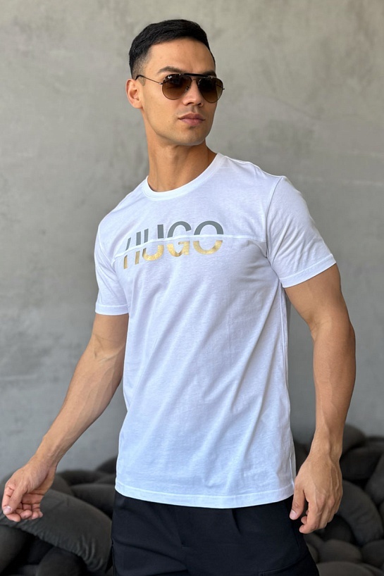 Мужская белая футболка Hugo Boss