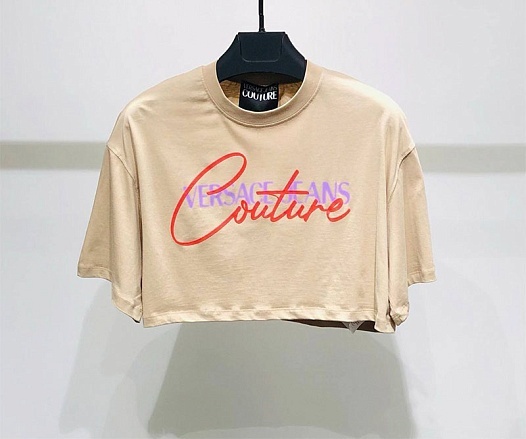 Женская бежевая футболка-топ Versace Jeans Couture   