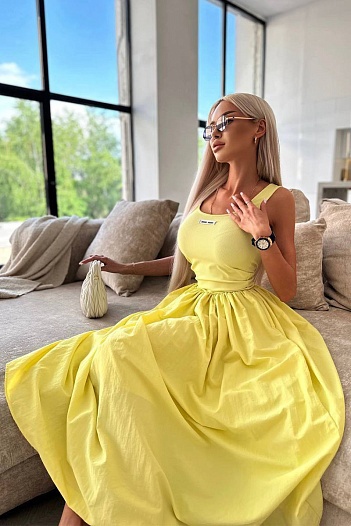 Женское платье лимонного цвета MIU MIU   