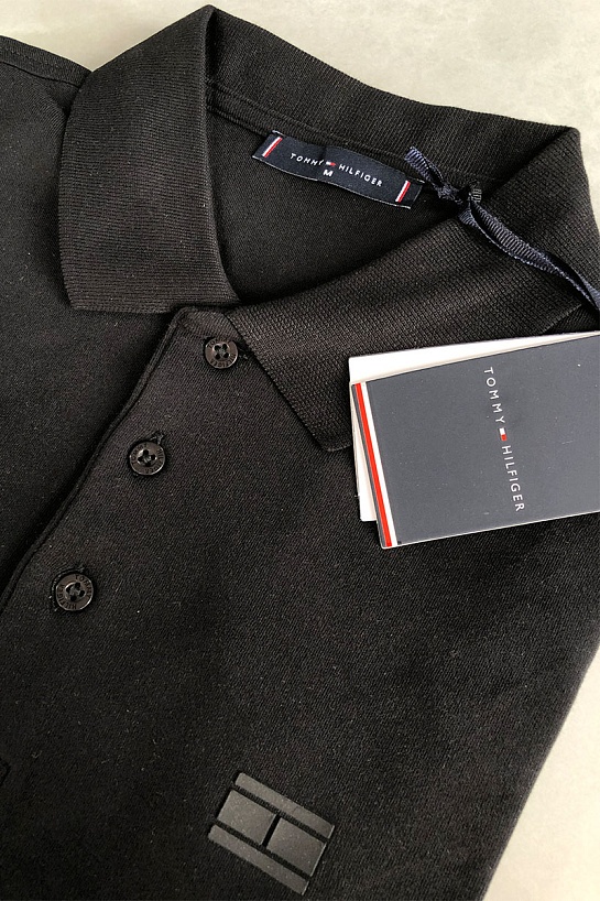 Классическое мужское поло Tommy Hilfiger чёрного цвета