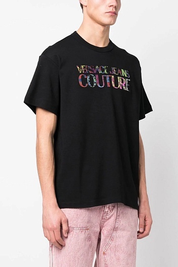 Мужская чёрная футболка Versace Jeans Couture   