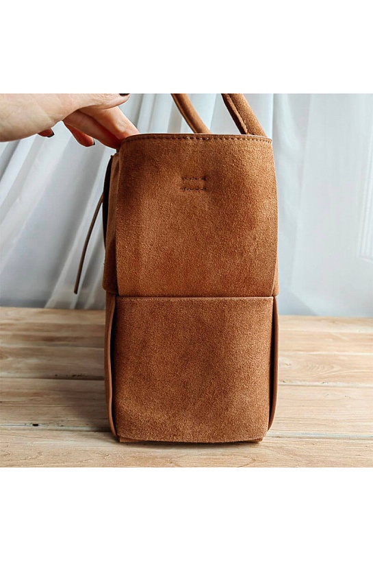 Замшевая сумка-тоут Bottega Veneta Arco Medium 36x25 см - Beige