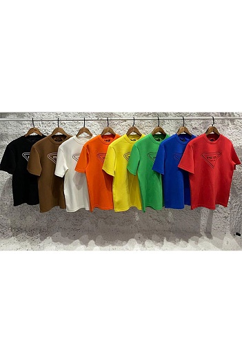 Оранжевая оверсайз футболка Prada Milano logo   