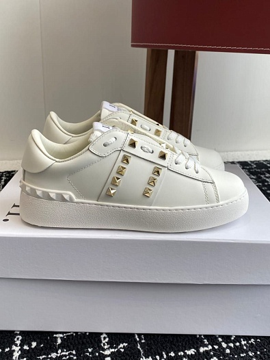 Женские кожаные кроссовки Valentino Premium - White   