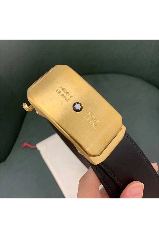 Кожаный чёрный ремень Montblanc 125x3.5 см