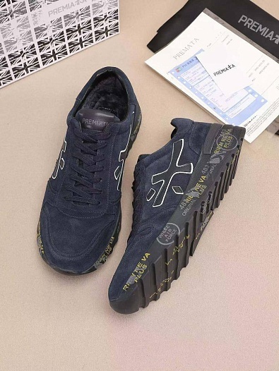 Замшевые кроссовки с мехом Premiata low-top - Navy   